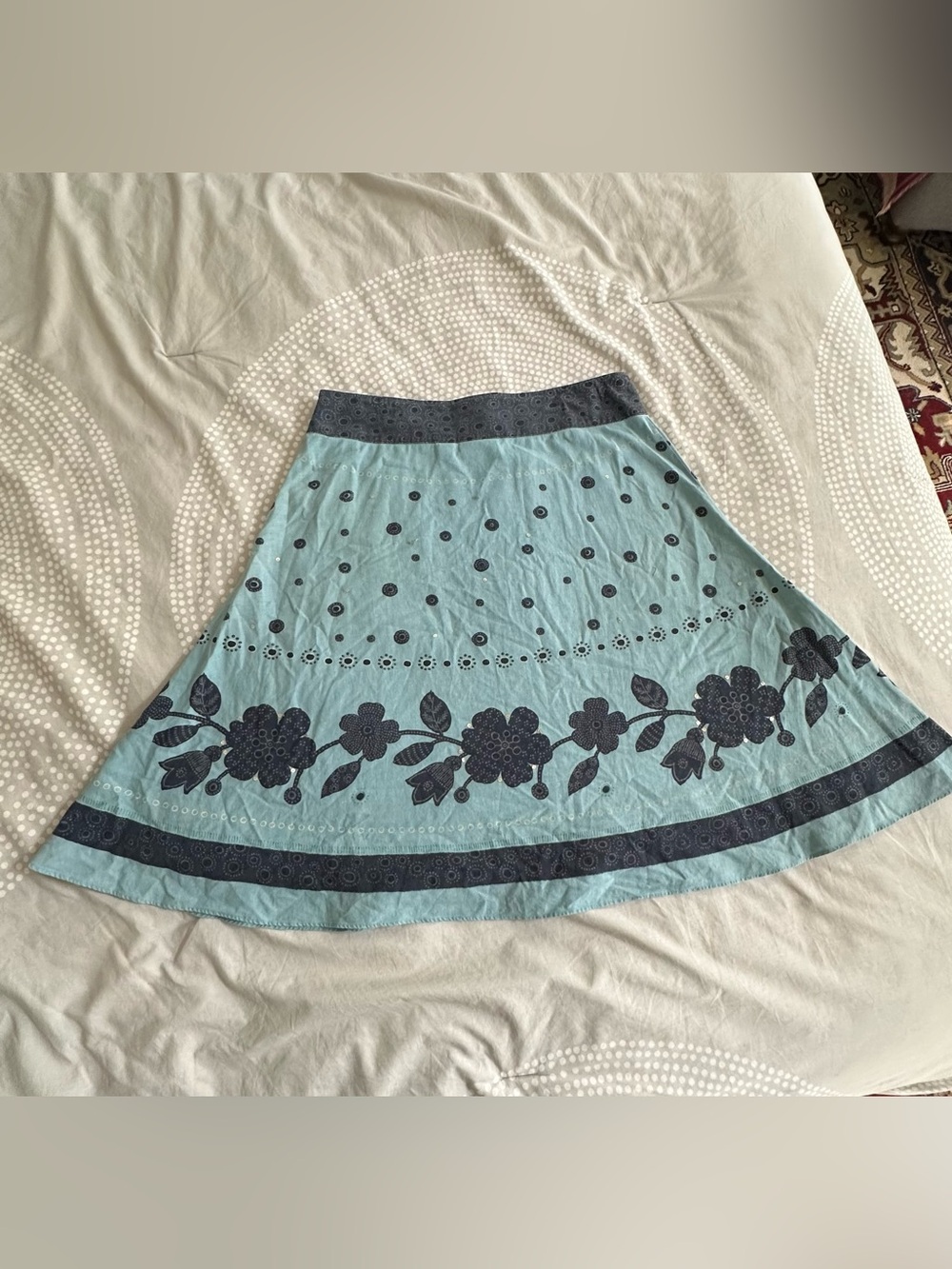 Liz Claiborne Light Blue Floral A-Line Skirt, Size 12